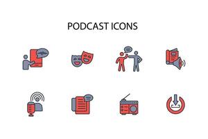 Podcast icon set..Editable stroke.linear style sign for use web design,logo.Symbol illustration. vector