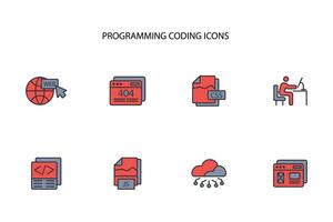 programming coding icon set..Editable stroke.linear style sign for use web design,logo.Symbol illustration. vector