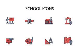 School icon set..Editable stroke.linear style sign for use web design,logo.Symbol illustration. vector