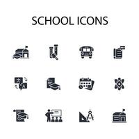 School icon set..Editable stroke.linear style sign for use web design,logo.Symbol illustration. vector