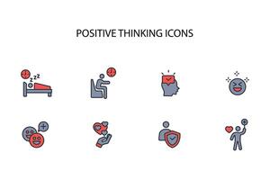 positive thinking icon set..Editable stroke.linear style sign for use web design,logo.Symbol illustration. vector