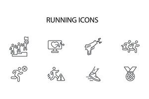 running icon set..Editable stroke.linear style sign for use web design,logo.Symbol illustration. vector