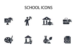 School icon set..Editable stroke.linear style sign for use web design,logo.Symbol illustration. vector