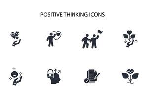 positive thinking icon set..Editable stroke.linear style sign for use web design,logo.Symbol illustration. vector