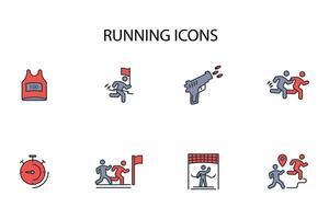 running icon set..Editable stroke.linear style sign for use web design,logo.Symbol illustration. vector