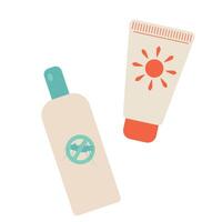 Mosquito spray and sunscreen icons. Flat illustration isolated on white background. Element for print, banner, card, brochure, logo. vector