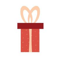 Navidad presente, ilustración en plano estilo. rojo regalo caja, cumpleaños celebracion, icono aislado en blanco antecedentes. diseño plantilla, tarjeta, bandera. vector