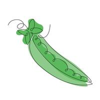 Peas in continuous line art drawing style. Peas minimalist black linear sketch with colored spots isolated on white background. illustration vector