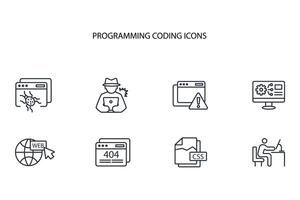 programming coding icon set..Editable stroke.linear style sign for use web design,logo.Symbol illustration. vector