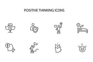 positive thinking icon set..Editable stroke.linear style sign for use web design,logo.Symbol illustration. vector