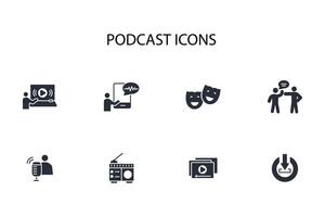 Podcast icon set..Editable stroke.linear style sign for use web design,logo.Symbol illustration. vector