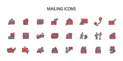 Mailing icon set..Editable stroke.linear style sign for use web design,logo.Symbol illustration. vector