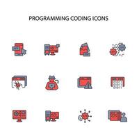 programming coding icon set..Editable stroke.linear style sign for use web design,logo.Symbol illustration. vector