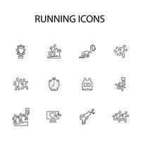 running icon set..Editable stroke.linear style sign for use web design,logo.Symbol illustration. vector