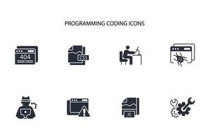 programming coding icon set..Editable stroke.linear style sign for use web design,logo.Symbol illustration. vector