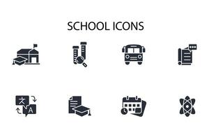 School icon set..Editable stroke.linear style sign for use web design,logo.Symbol illustration. vector