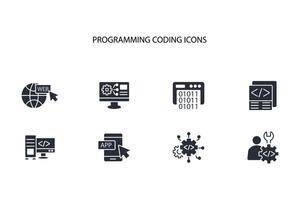 programming coding icon set..Editable stroke.linear style sign for use web design,logo.Symbol illustration. vector