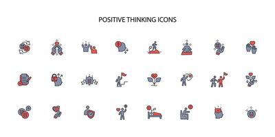 positive thinking icon set..Editable stroke.linear style sign for use web design,logo.Symbol illustration. vector