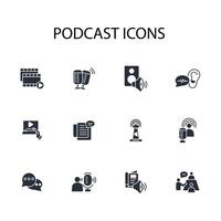 Podcast icon set..Editable stroke.linear style sign for use web design,logo.Symbol illustration. vector