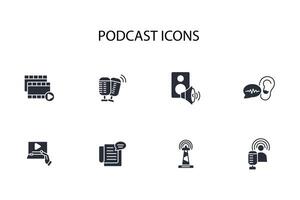 Podcast icon set..Editable stroke.linear style sign for use web design,logo.Symbol illustration. vector