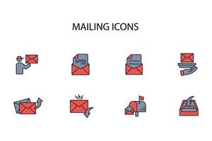 Mailing icon set..Editable stroke.linear style sign for use web design,logo.Symbol illustration. vector