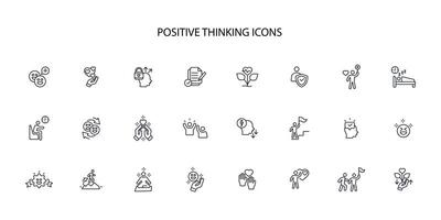 positive thinking icon set..Editable stroke.linear style sign for use web design,logo.Symbol illustration. vector