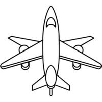 Plane outline coloring book page line art illustration digital drawing vector