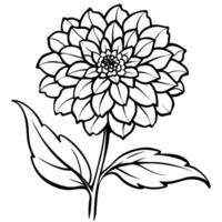 zinnia flor contorno ilustración colorante libro página diseño, zinnia flor negro y blanco línea Arte dibujo colorante libro paginas para niños y adultos vector