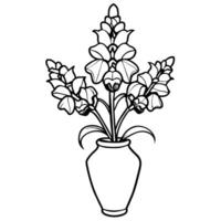 Snapdragon flower outline illustration coloring book page design, Snapdragon flower black and white line art drawing coloring book pages for children and adults vector