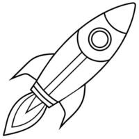 Rocket outline coloring book page line art illustration digital drawing vector