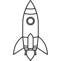 Rocket outline coloring book page line art illustration digital drawing vector