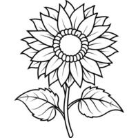 Sunflower flower outline illustration coloring book page design, Sunflower flower black and white line art drawing coloring book pages for children and adults vector