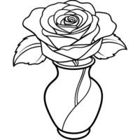 Rose flower outline illustration coloring book page design, Rose flower black and white line art drawing coloring book pages for children and adults vector