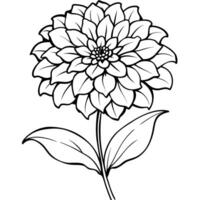 zinnia flor contorno ilustración colorante libro página diseño, zinnia flor negro y blanco línea Arte dibujo colorante libro paginas para niños y adultos vector