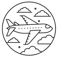 Plane outline coloring book page line art illustration digital drawing vector