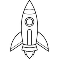 Rocket outline coloring book page line art illustration digital drawing vector