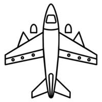 Plane outline coloring book page line art illustration digital drawing vector