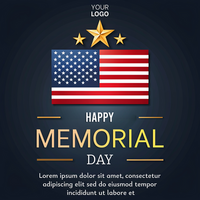 poster for Memorial Day featuring the American flag and stars psd