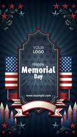 A patriotic poster for Memorial Day featuring the flag and stars psd