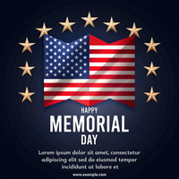 A patriotic poster for Memorial Day featuring a flag and stars psd