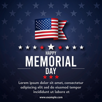 A patriotic poster for Memorial Day. The poster features a blue background with a red psd