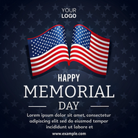 A patriotic poster for Memorial Day featuring the American flag psd