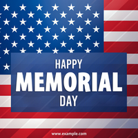 A patriotic poster for Memorial Day. The poster features a red, white, and blue American flag psd