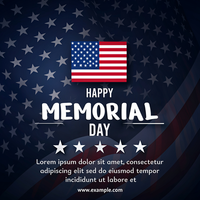 A patriotic poster for Memorial Day featuring a red, white psd
