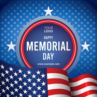A patriotic poster for Memorial Day featuring a blue circle with stars psd