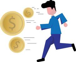 men are chasing coins vector