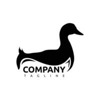 Duck logo brand template in black color vector