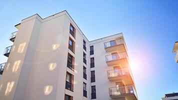 Residential area with modern apartment building. Multi Storey modern, new and stylish living block of flats. photo
