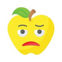Bored face expression, icon of bored emoji, premium vector