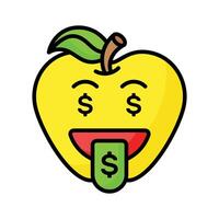 Rich emoji design, greedy expressions, dollar sign on tongue vector